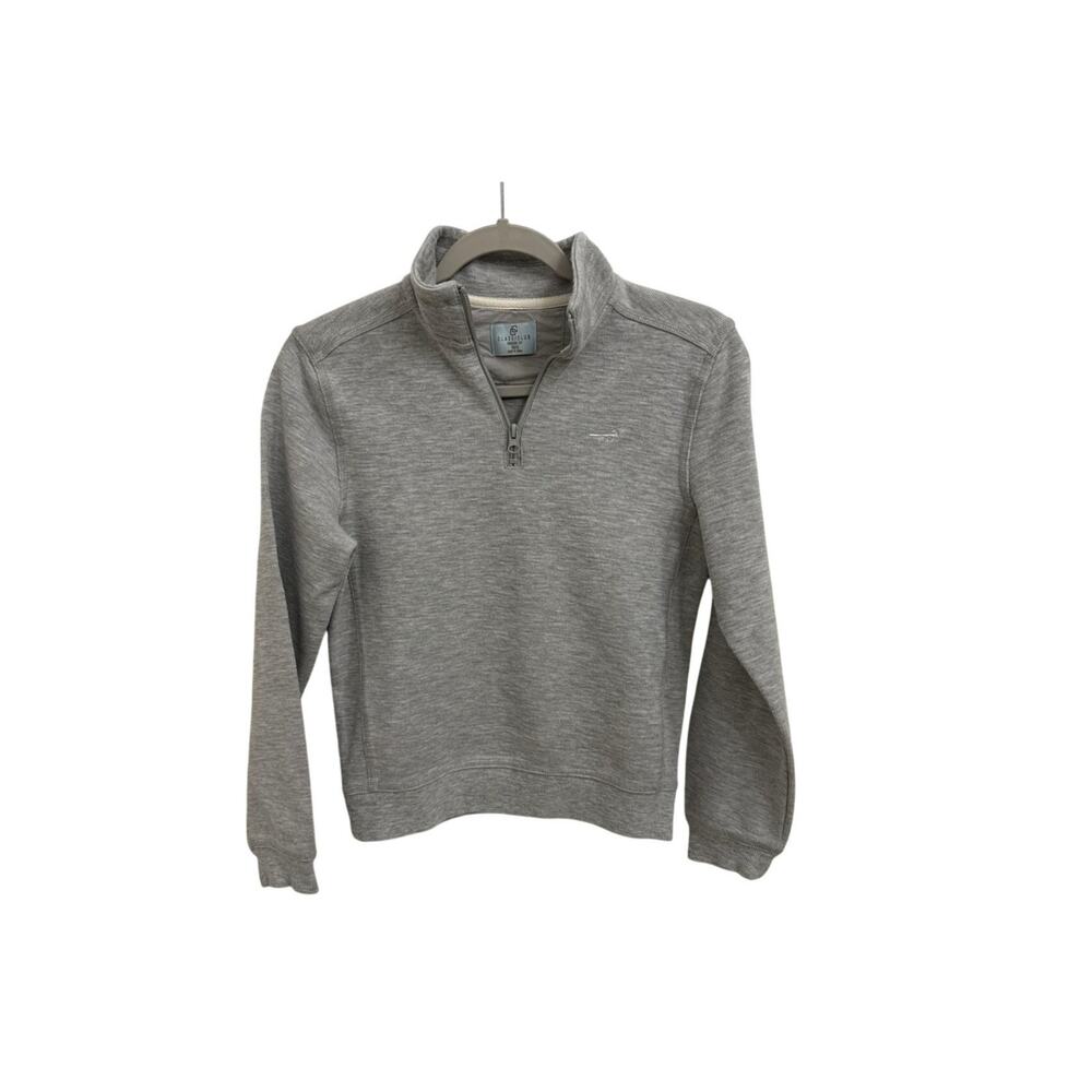 Class Club Preppy Modern Fit Quarter Zip Gray Pullover Sweater Size Youth 10/12